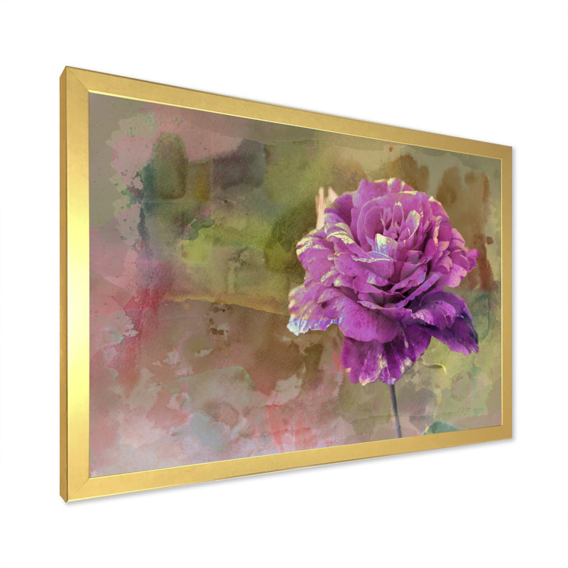 «Colorful Purple Rose Beauty», reproduction d'art sur toile, H 16 po x l 32 po x P 1 po, Impression dorée sur toile encadrée