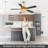 52 Inch Ceiling Fan With Light, Ceiling Fan With 5 Blades, Hammered Glass Shade, Remote Control, Reversible Motor For Living Room Bedroom Dining Room-723923216-723923223