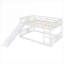 Lit plateforme compact avec lit superposé en bois massif et échelle blanche et échelle