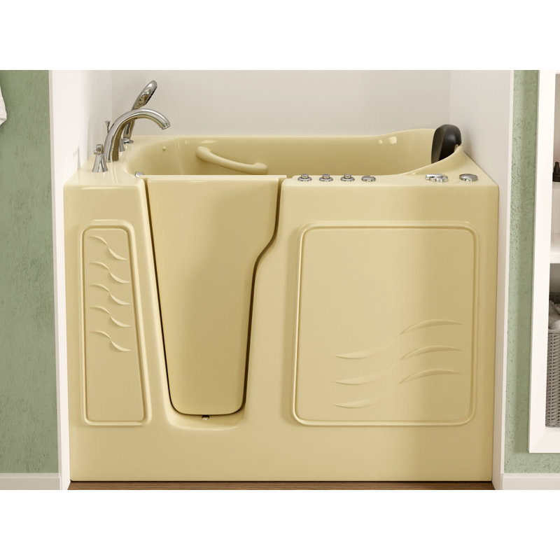 Therapeutic Tubs 29 in. x 52 in. Left Drain Quick Fill Walk-In Whirlpool and Air Tub with Powered Fast Drain in Biscuit, Left