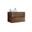 Meuble-lavabo mural en noyer de 30 pouces avec lavabo en céramique, trois trous de robinet et grand design flottant de rangement