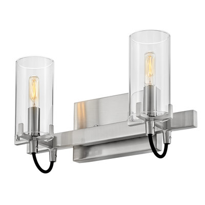 Luminaire de salle de bain 2 lumières avec abat-jour cylindrique transparent Ryden