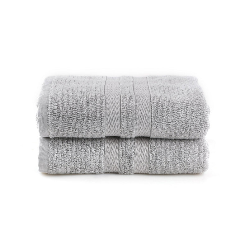 Soft Hand Towel Set (2 Pieces), Grey, 19.7 x 35.4 inches | 60% Bamboo, 40% Cotton, 16.2 oz/yd² | Machine Washable at 104°F | Highly Absorbent & Quick-Drying | Perfect for Bathroom, Spa, or Gym Use