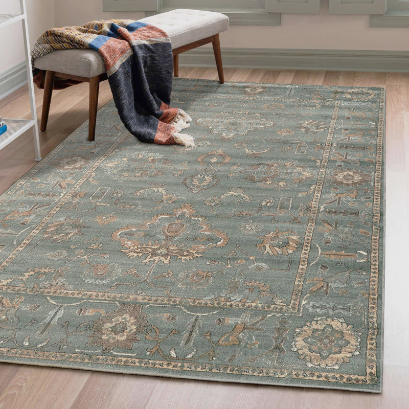 Oriental Green Area Rug, Rectangle  7'10" x 10'6"