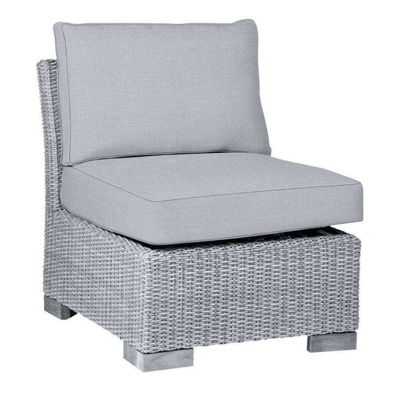 Club Patio Lounge Chair with Cushions, Oyster, Welt, Linen Chambray
