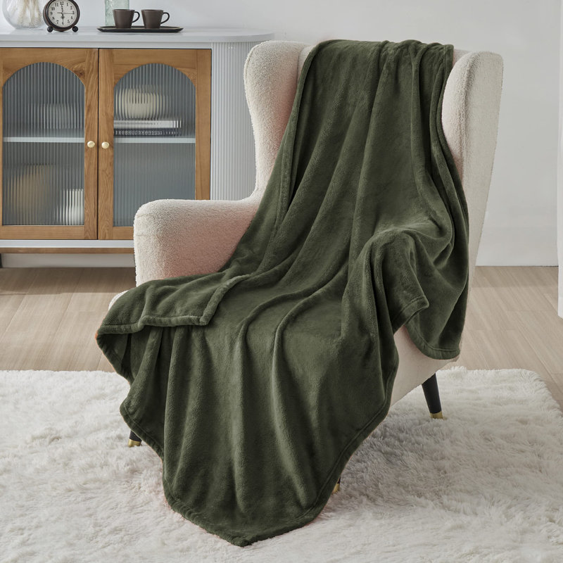 Couverture polaire Cozy Winter Collection 300GSM pour canapé, canapé, lit, L 50 po x L 70 po, Vert olive