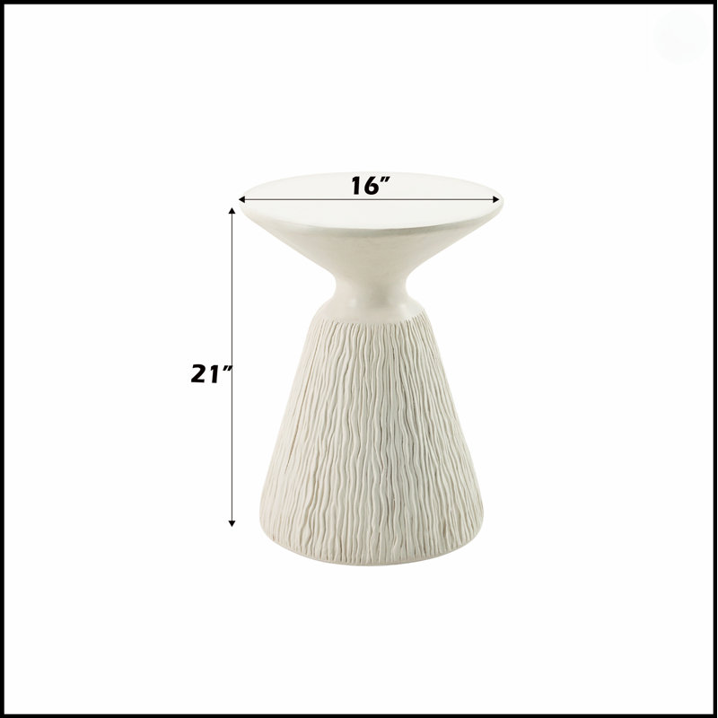 Table d'appoint Duane en fibre de béton blanc naturel, durable et élégante pour un décor moderne et rustique.