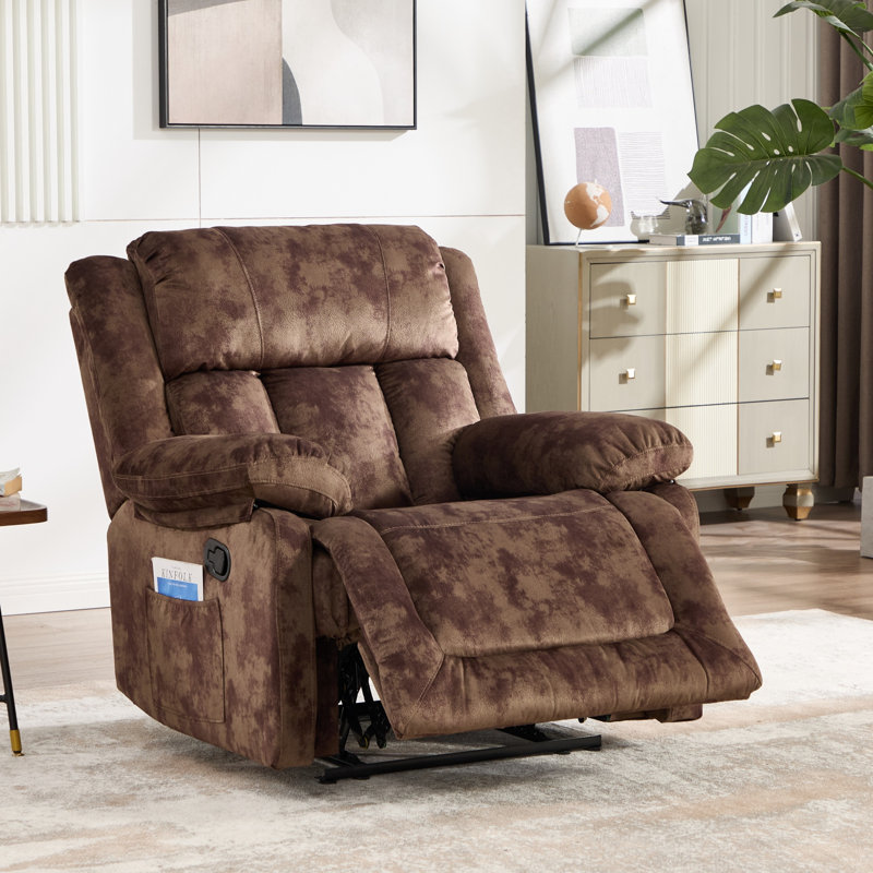 Fauteuil inclinable manuel en microfibre de 38,58 po de largeur avec rembourrage rembourré et poche de rangement latérale (ensemble de 2)