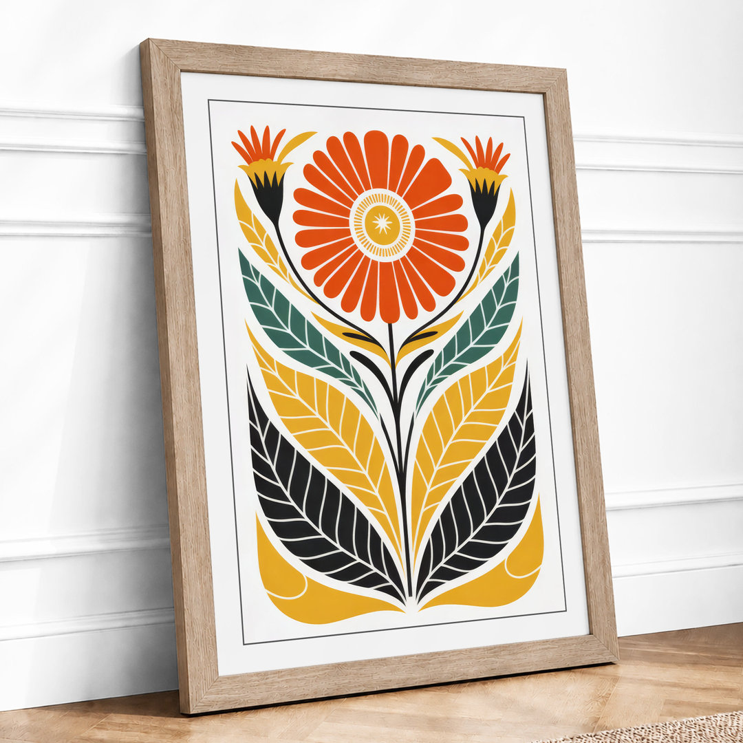 Symmetrical Bloom Scandinavian - Framed Print