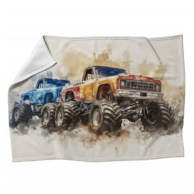 Monster Fleece Throw Blanket - Vehicles Warm Soft Blankets - Throws for Sofa, Bed, and Chairs