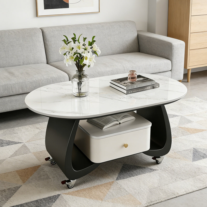 Table basse à roulettes Rock, H 17,71 po x L 47,24 po x l 23,62 po