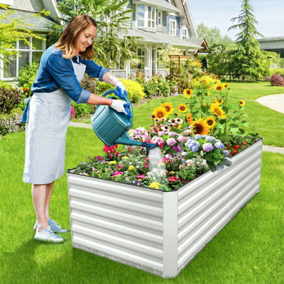 Ensemble de lit de jardin surélevé galvanisé 2Pack Denishia, jardinière en métal