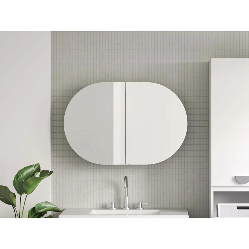 Grande armoire de rangement ovale avec miroir pour salle de bain 36 po, 36"