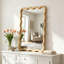 Miroir de salle de bain suspendu rectangulaire ondulé 20 po x 30 po, pour chambre à coucher, salle de bain, salon, miroir de meuble-lavabo mural en verre pour hall d'entrée, blanc-129619215