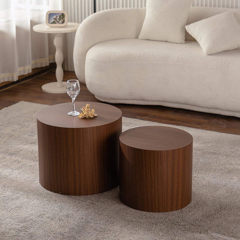 Table basse gigogne 2 pièces, 15.16" H x 18.9" L x 18.9" W, Noyer