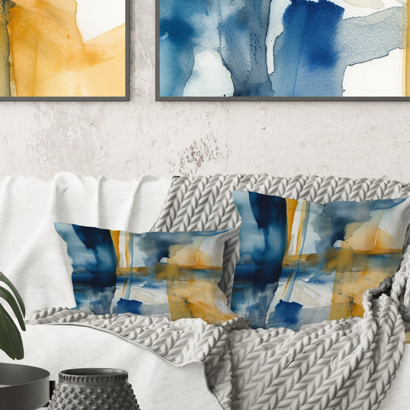 Coussin décoratif bleu et or Fusion V - Fractals