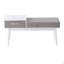 Banc téléphone contemporain en bois blanc et tissu gris avec tiroir coulissant-131068934