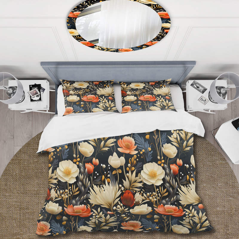 Ensemble de housse de couette Whimsical Bohemian Bliss Floral Pattern XI, Housse de couette pour très grand lit et 2 très