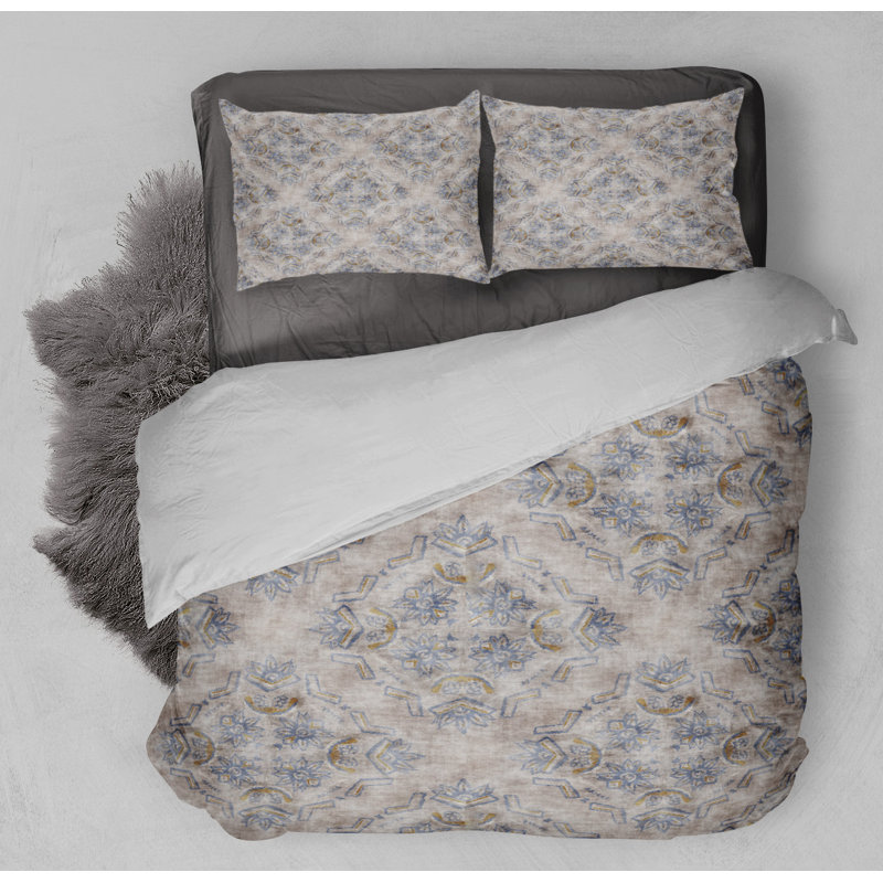 Twill Floral Duvet Cover, King Duvet Cover + 2 King Pillowcases