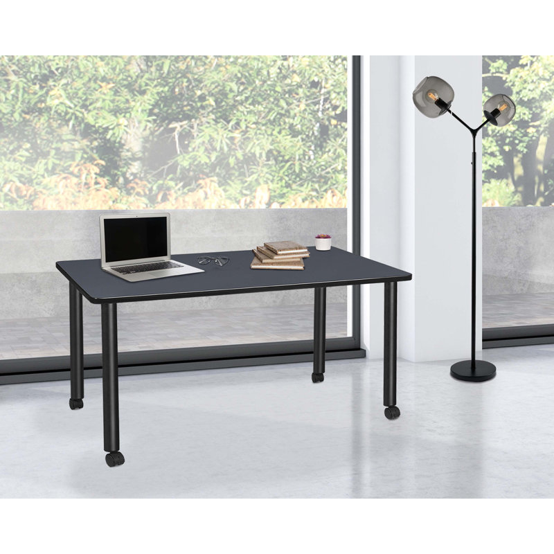 Regency Kee Mobile Desk, Gray/Black, 29" H x 66" W x 24" D