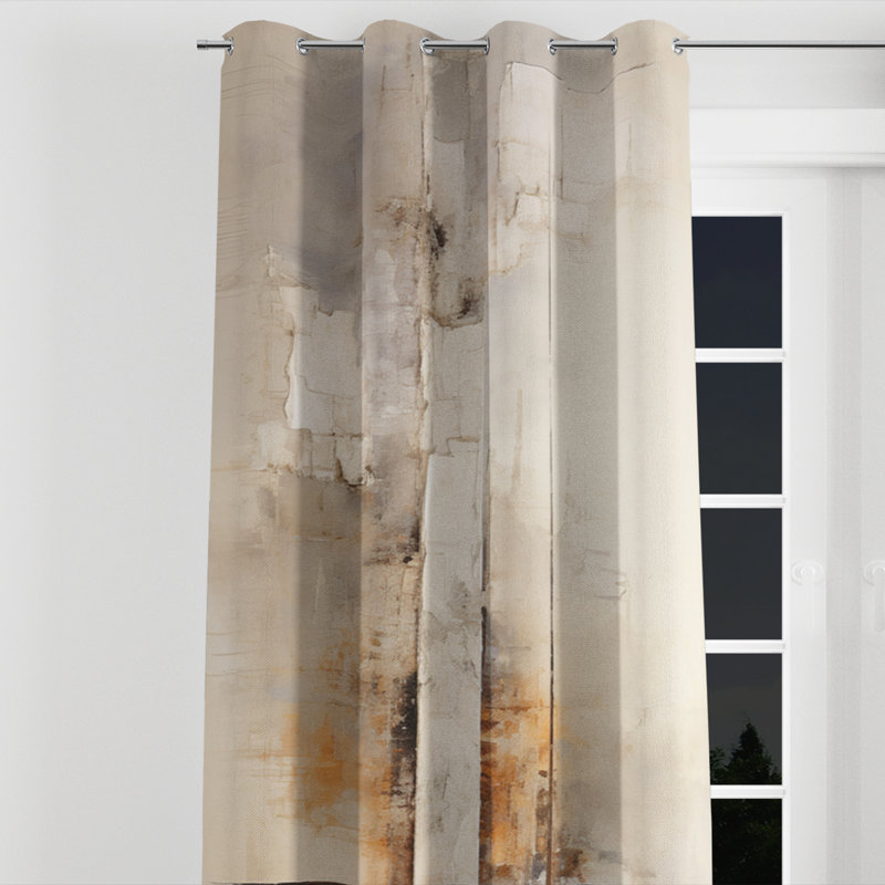 Beige Christianity Cross Of Jesus I - Traditional Velvet Grommet Curtain - Room Darkening - 1 panel, 52" W x 95" L