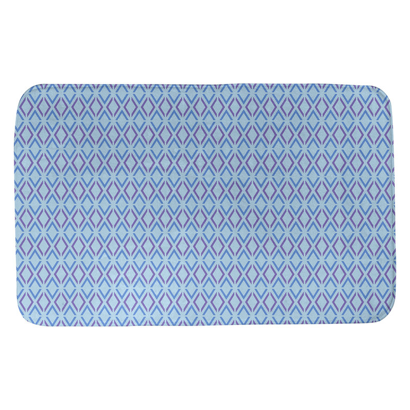 Tapis pour salle de bain diamants Leffel, l 17 po x L 24 po, Bleu / Mauve