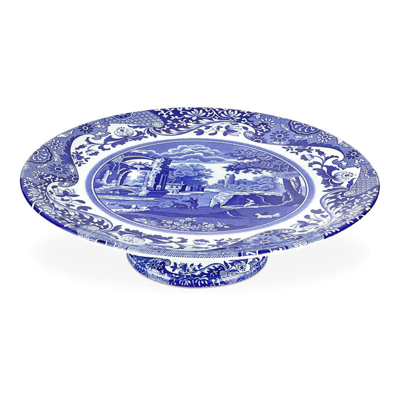 Spode – Blue Italian – Spode Blue Italian Footed Cake Plate – BlueWhite