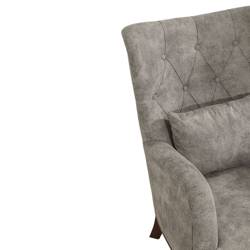 Fauteuil à oreilles capitonné l 30,71 po Bharti, Oléfine grise