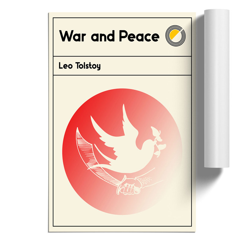 Book Cover War and Peace Leo Tolstoy - Wall Art, 84cm H x 59cm W x 0.1cm D
