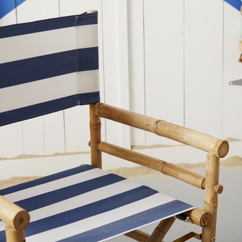 Folding Director Chair, Navy and White