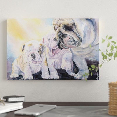 « english bouledogue family », impression sur toile