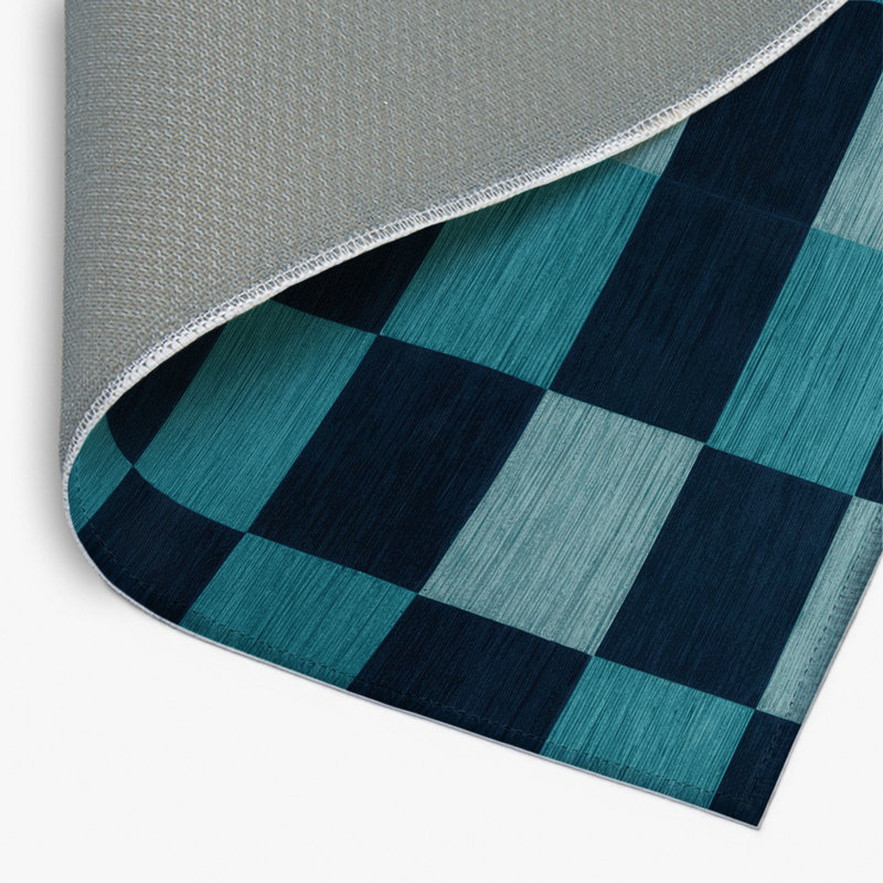 Tapis d'intérieur et d'extérieur à carreaux bleu, Rectangulaire 2 pi x 3 pi