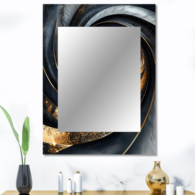Abstrait spirales dans des tons dorés et noirs III - miroir mural abstrait spirales