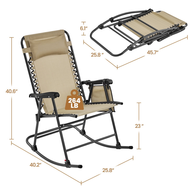 Patio Lounge Camping Chair, Beige