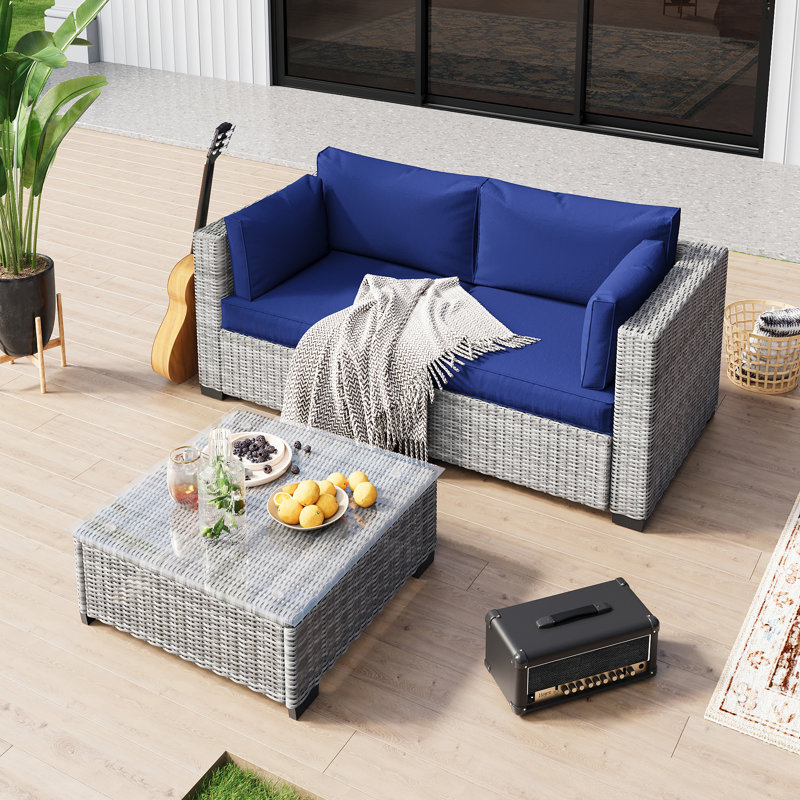 𝗣𝗿𝗲- 𝗮𝘀𝘀𝗲𝗺𝗯𝗹𝗲𝗱 𝗖𝗵𝗮𝗶𝗿𝘀, Mobilier de patio en rotin pour canapé modulaire d'extérieur avec coussins épais