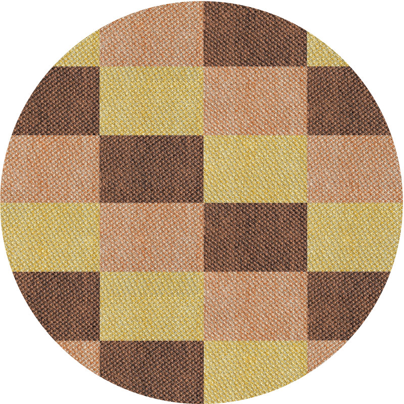 Tapis beige/brun clair/brun à motif Groton, Rond 5 pi