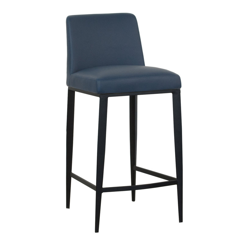 Aretha Upholstered Counter Stool with Metal Frame, Stone Blue, Bar Stool (29.5" Seat Height)