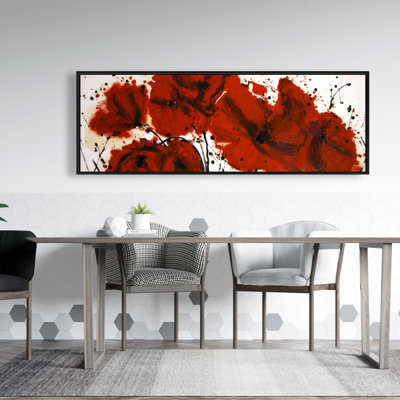 Abstrait champ de fleurs rouges - Toile encadrée pour la décoration intérieure