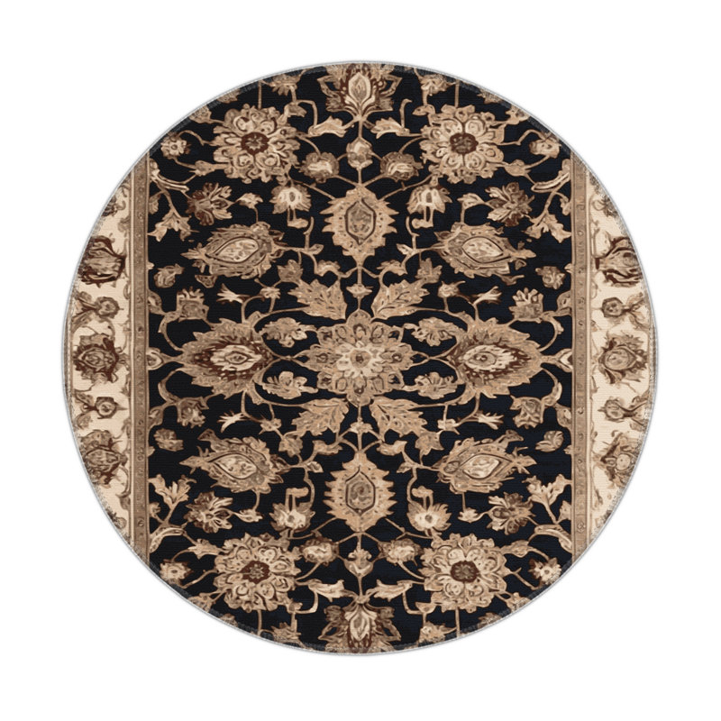 Tapis d'intérieur et d'extérieur persan beige, Rond 5 pi