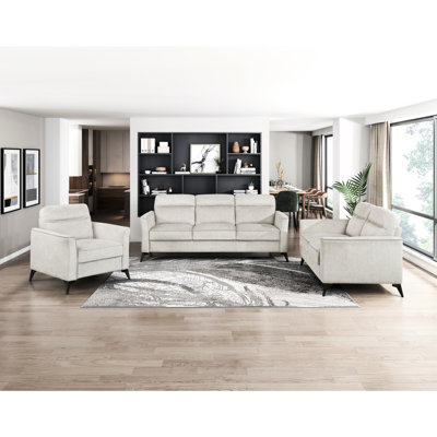 Chaise d'appoint contemporaine contemporaine, revêtement en microfibre brun clair, pieds en métal noir, assise et dossier confortables, structure en contreplaqué, mousse à ressorts ensachés, capacité de 300 lb, chaise de 35 po x 34,5 po avec dossier confortable