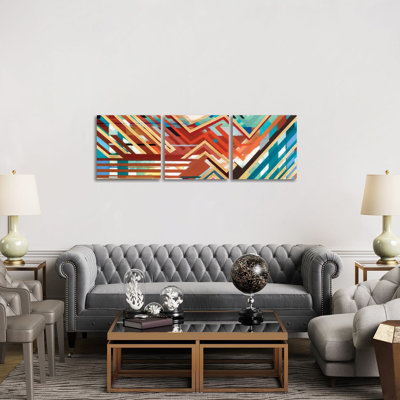 Zig Zag Triptych I - Canvas Wall Art Set - Wrapped Canvas (Set of 3)