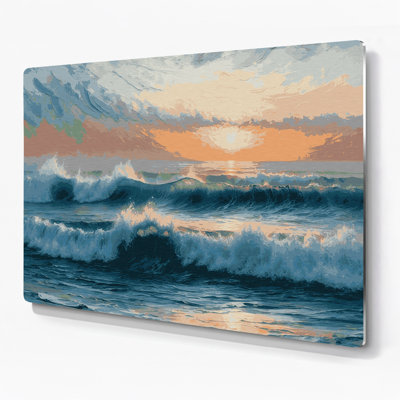 Coastal Coastal Morning Gray Metal Wall Art