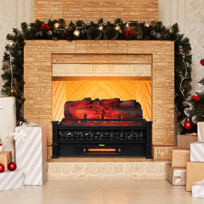 Electric Fireplace Logs Insert 20 Inch, 1500W Fireplace Heater with Realistic LED Flame, Faux Log Fireplace Insert for Indoor Use, Freestanding Small Electric Fireplace Heater