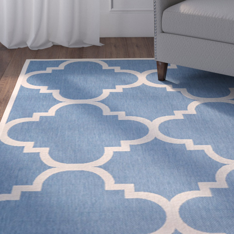 Tapis d'intérieur / extérieur à motif géométrique Ariaya Performance, Rectangle 6 pi 7 po x 9 pi 6 po