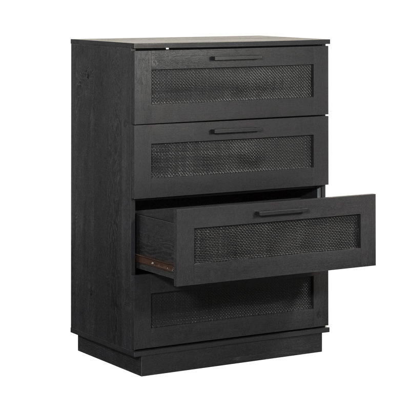 Raven Oak Black Coastal 4-Drawer Vertical Dresser