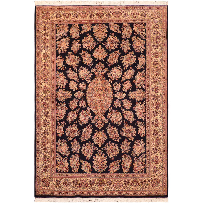 Tapis oriental ivoire / noir en laine noué à la main Pabst