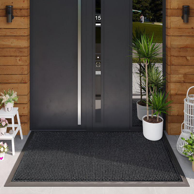 Front Door Mat 31"x47" for Outside Entrance, Heavy Duty Rubber Backing Non-Slip Muddy Mat, All-Weather Dirt & Mud Trapper