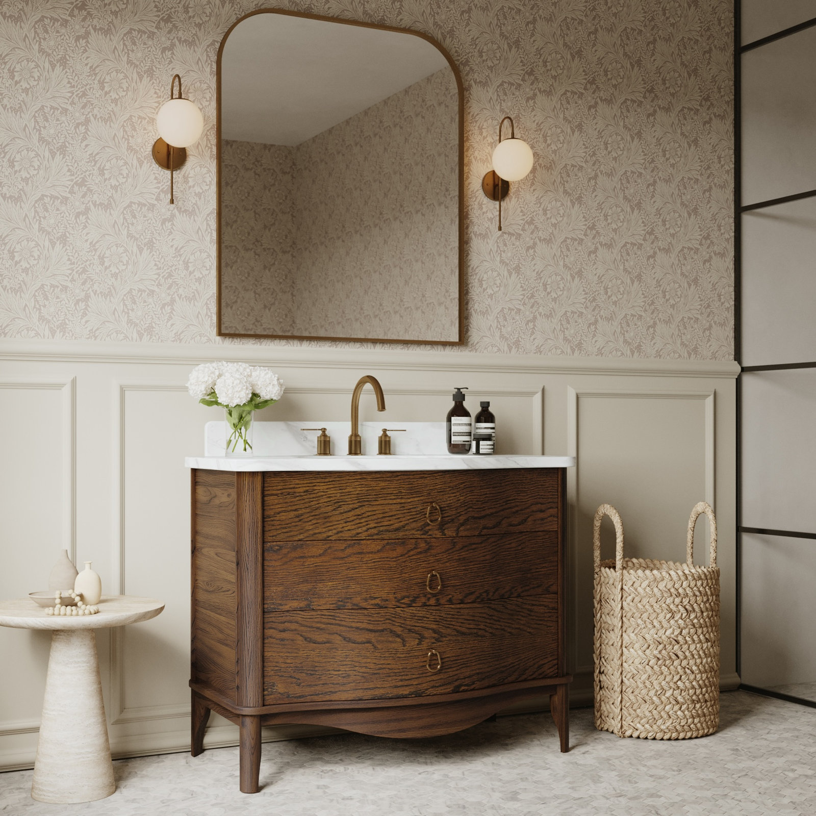Pinehurst Oak Single Bathroom Vanity, Enhanced Brown Oak, 42"