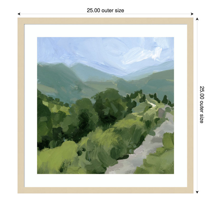 «Tree Lined Path I» par Victoria Barnes, reproduction d'art encadrée sur bois, H 25 po x l 25 po