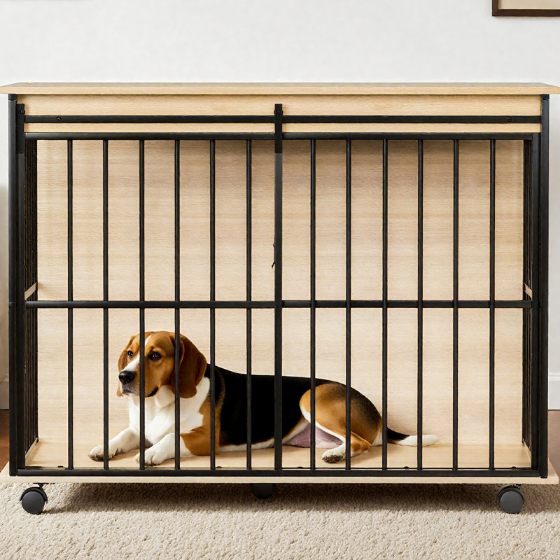 Mobilier de cage pour chien avec plateau - et confort pour les grandes races, fabrication en métal, utilisation polyvalente dans les espaces de vie, porte à accès rapide, conception modulaire et confortable